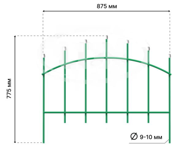 Заборчик металлический Вертикаль 4,38м (5секций) высота 77,5см