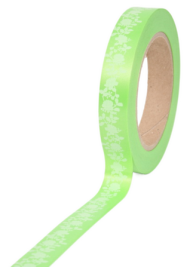 Лента Пионы 2см*50ярд Салатовые на Салатовом