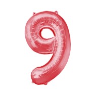 Шар ЦИФРА фольгированный № 9 16"41см Красный