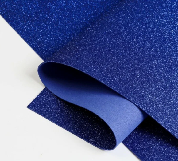 Фоамиран 1,8мм Глиттер Синий 60*70см (1уп/10шт)