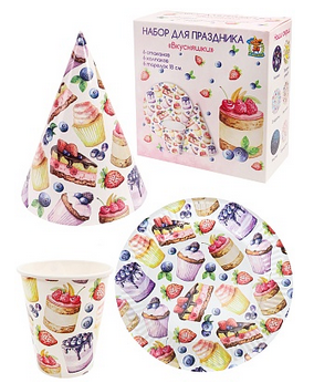 Набор бумажной посуды Вкусняшки 6 персон Арт-6210