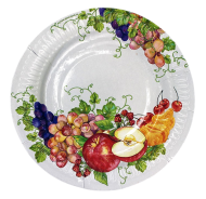 Тарелка бумажная Фрукты D-18см*6шт Арт-856630