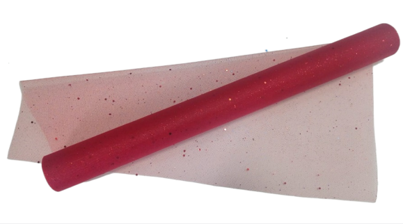 Сетка Фатин с блестками Красная 48см*5м