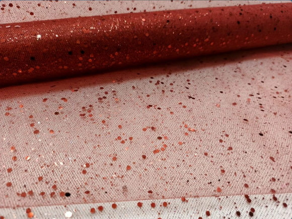 Сетка Фатин с блестками Красная 48см*5м