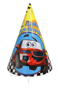 Колпак бумажный С Днем рождения Гонки 6шт Арт-1033793