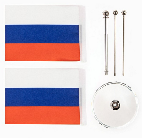 Флаг России настольный 16.5х12см (с двумя флажками 8х11см) Арт-9605250