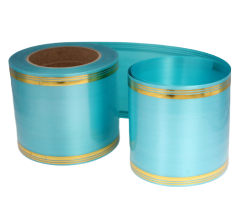 Лента Золот полоса 10см*50ярд Голубая