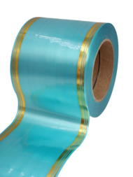 Лента Золот полоса 10см*50ярд Голубая