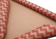 Бумага крафт Европа шеврон красный на коричневом 70см*8,5