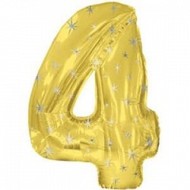 Шар ЦИФРА фольгированный № 4 42"107см Золото