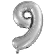 Шар ЦИФРА фольгированный № 9 17"43см Серебро