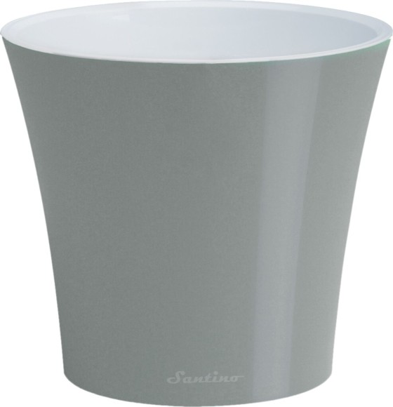 Горшок Santino АРТЕ 0,6лит Металлик-Белый (с дренажной системой)