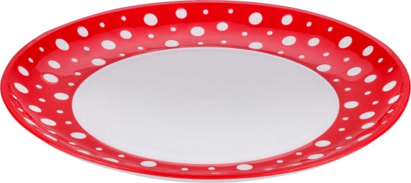 Тарелка пластиковая Горошек Бело-Красная (БАШ) Арт-М-6234 D-26см