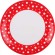 Тарелка пластиковая Горошек Бело-Красная (БАШ) Арт-М-6234 D-26см