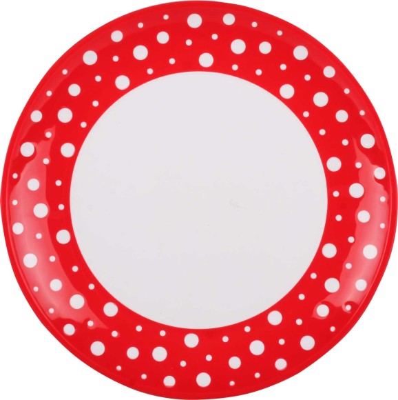 Тарелка пластиковая Горошек Бело-Красная (БАШ) Арт-М-6234 D-26см