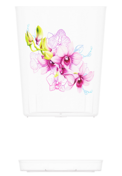 Горшок для Орхидей 1,8лит Прозрачный с поддоном М-1604 D-13см