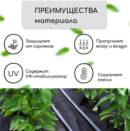 Упаковка Агротекс Чёрный Перфорированый М-80 Чёрный шир 1,6м/длина 20м