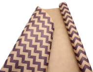 Бумага крафт Европа шеврон темно-фиолетовый на коричневом 70см*8,5
