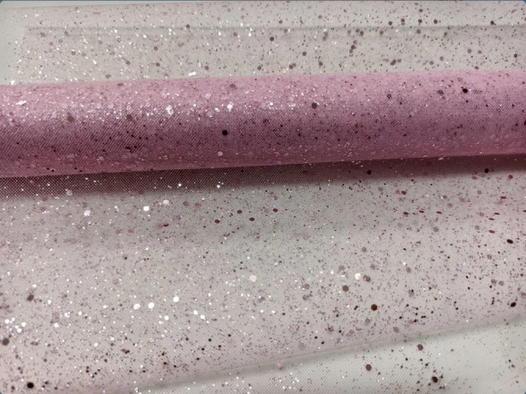 Сетка Фатин с блестками Светло розовая 48см*5м