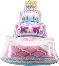 Шар фольгированный 30/76см Торт Сказочный замок розовый