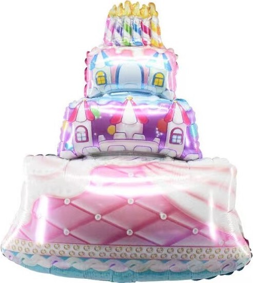Шар фольгированный 30/76см Торт Сказочный замок розовый Шар фольгированный 30/76см Торт Сказочный замок розовый