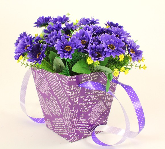 Коробка для Горшечн и Срезочн цветов Газета Фиолетовая L18см W18см H20см
