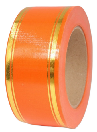 Лента Золот полоса 5см*50ярд Оранжевая РОССИЯ