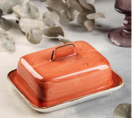 Маслёнка керамическая Сапфир Оранжевая 16*12*7см Арт-5382551