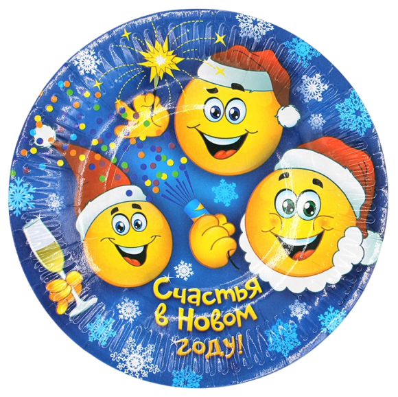 Тарелка бумажная Счастья в Новом году D-18см*6шт Арт-1070588