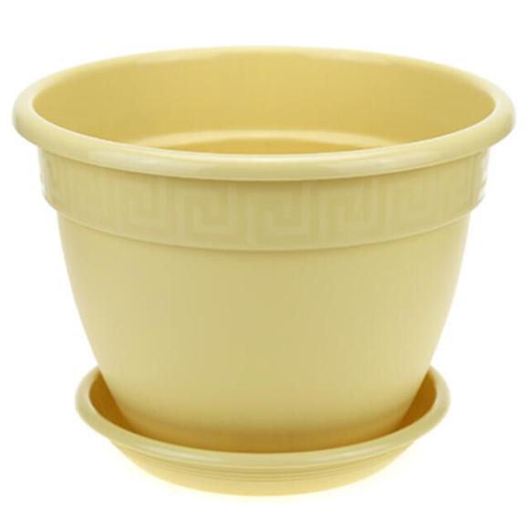 Горшок Антик 0,75лит D-13см Крем с поддоном (фиалочница)
