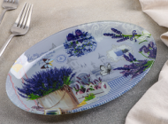 Тарелка стекляная овальная Лаванда Арт-4541016 D-24.5см