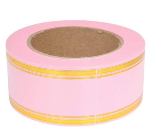 Лента Золот полоса 5см*50ярд Розовая РОССИЯ