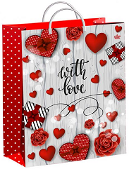 Сумочка пакет п/э пластик ручка 400*300мм Дарите любовь Арт-603783