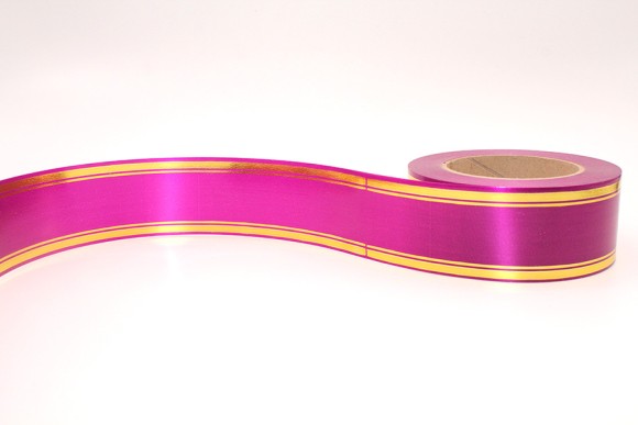 Лента Золот полоса 5см*50ярд Вишневая РОССИЯ