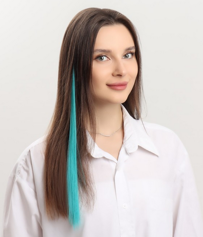 Цветная прядь на заколке Бирюзовая 50см Арт-5403359 Цветная прядь на заколке Бирюзовая 50см Арт-5403359