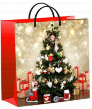 Сумочка пакет пластик 300*300мм Ёлка в золоте Арт-601987