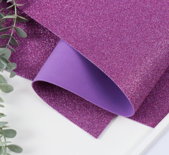 Фоамиран 1,8мм Глиттер Сиреневый 60*70см (1уп/10шт)