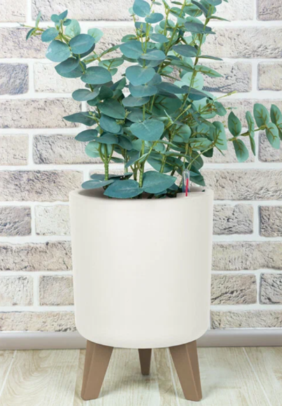 Горшок на ножках Флориан высокий 250мм 11лит Белый ротанг М-3157 (D-22см)