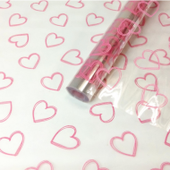 Пленка прозрачная с рисунком Сердечки контурные Розовые 70см/200гр