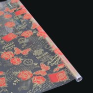 Пленка прозрачная с рисунком Премиум Красная-Золото 70см/200гр