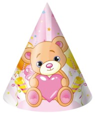 Колпак бумажный Мишка с сердцем (набор 6шт) Арт-2-17-0011