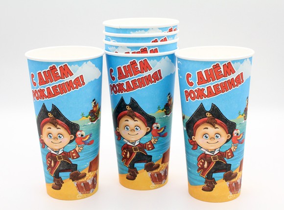 Стакан бумажный Пират и сокровища 500 мл (1уп/6шт) 1788433