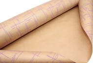 Бумага крафт Европа штрихи сиреневый на коричневом 70см*8,5