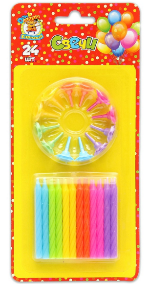 Свечи для торта Радужные 24шт Арт-0469