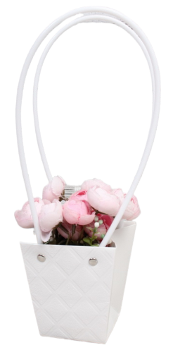 Сумочка для горшечных цветов 128*125мм Ромбы Белая