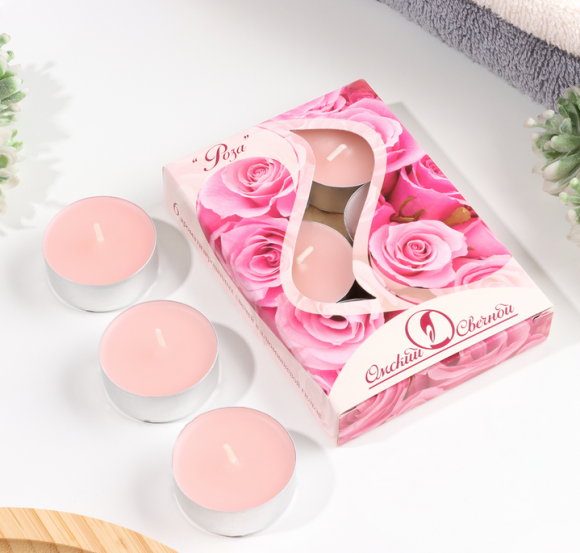 Свеча гильза Ароматизир Роза Набор 6шт*12гр