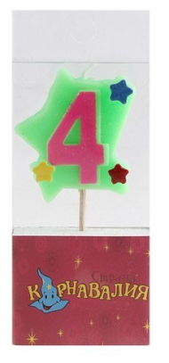 Свеча цифра 4 Золото Арт-057147