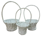 Корзина Набор Плетеных ИВА 3шт Шляпка Белые D-19/23/27см