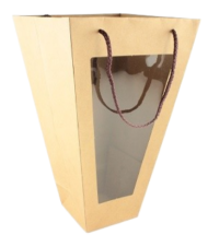 Сумочка для горшечных цветов 115*115*330мм С Прозрачным окном Натуральная Арт-33-К