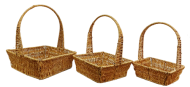 Корзина Набор Плетеных Джут 3шт Прямоугольные D-16/19/22см